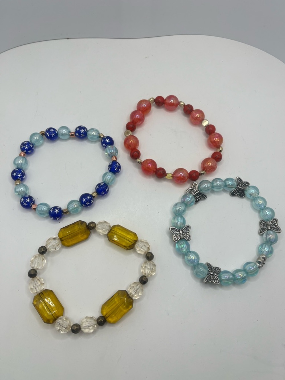 Handmade Red Beaded Stretch Bracelet